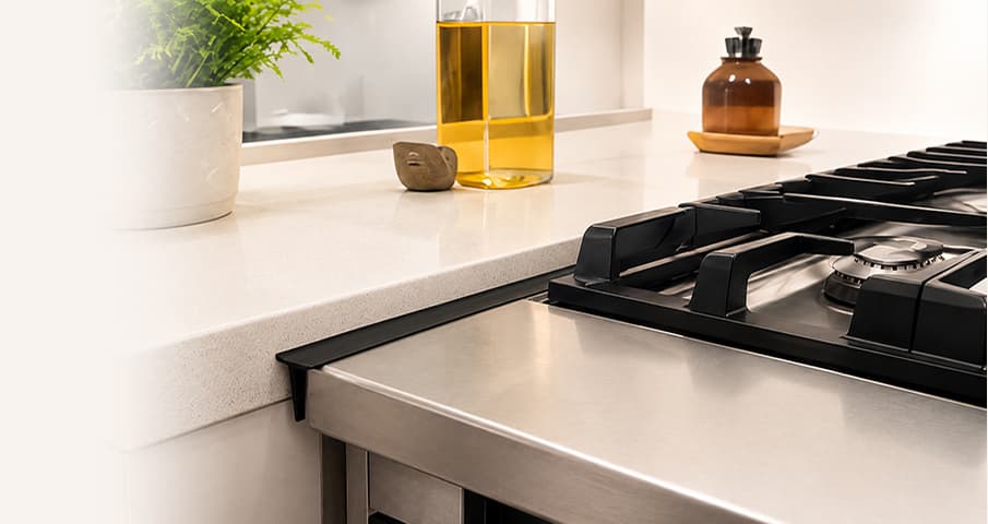 A clean kitchen with FlexBridge installed beside the stove